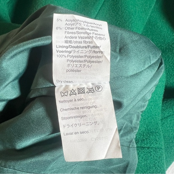J Crew Wool Blend Kelly Green Peacoat w/ Hidden Gold Zipper, Size 2 - Picture 11 of 11